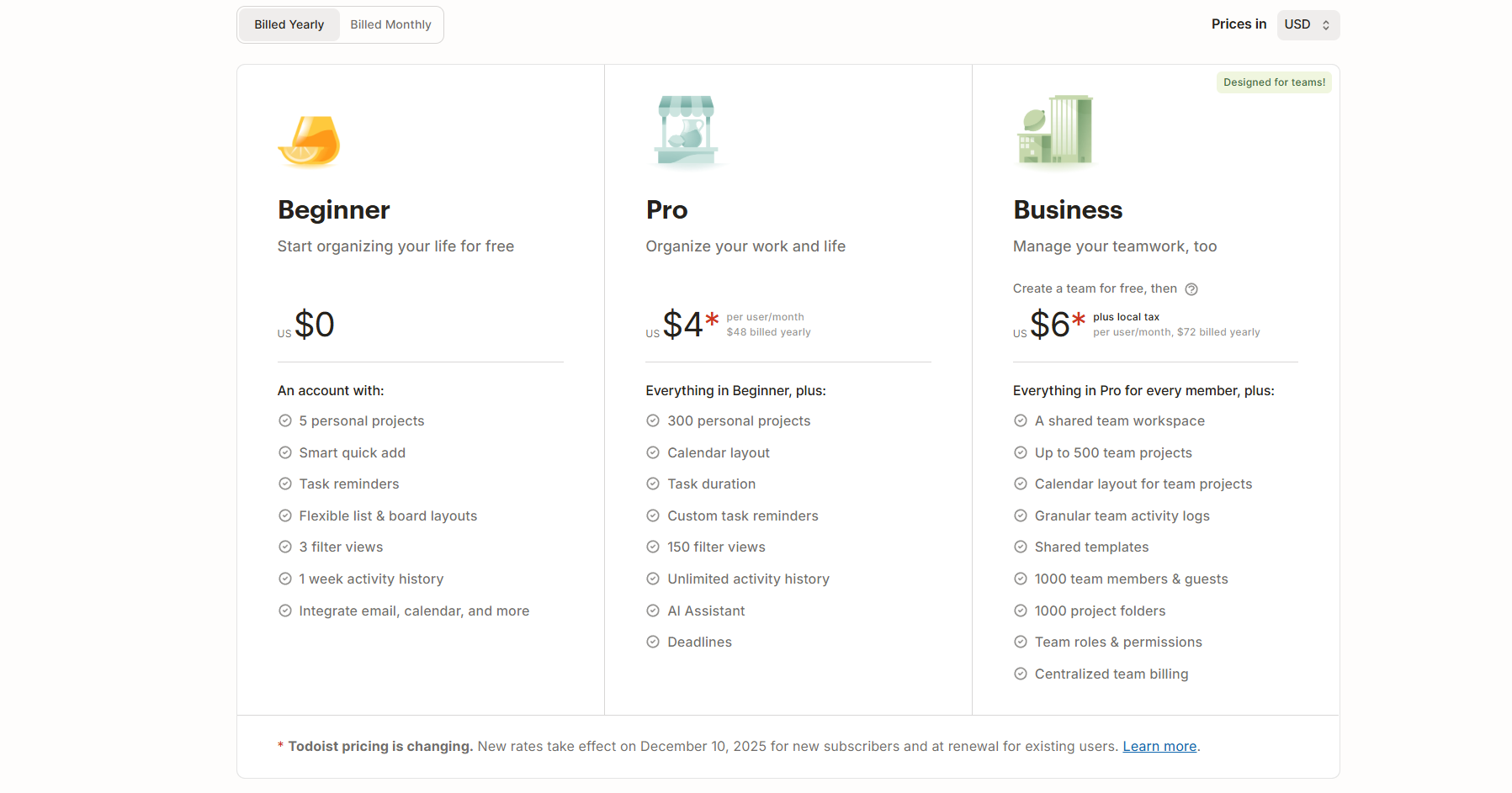 Check Todoist's pricing plans
