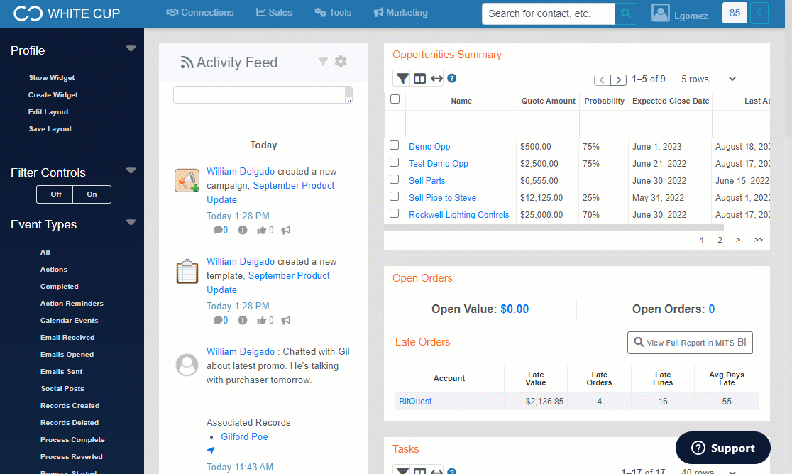 White Cup CRM as a CRM software