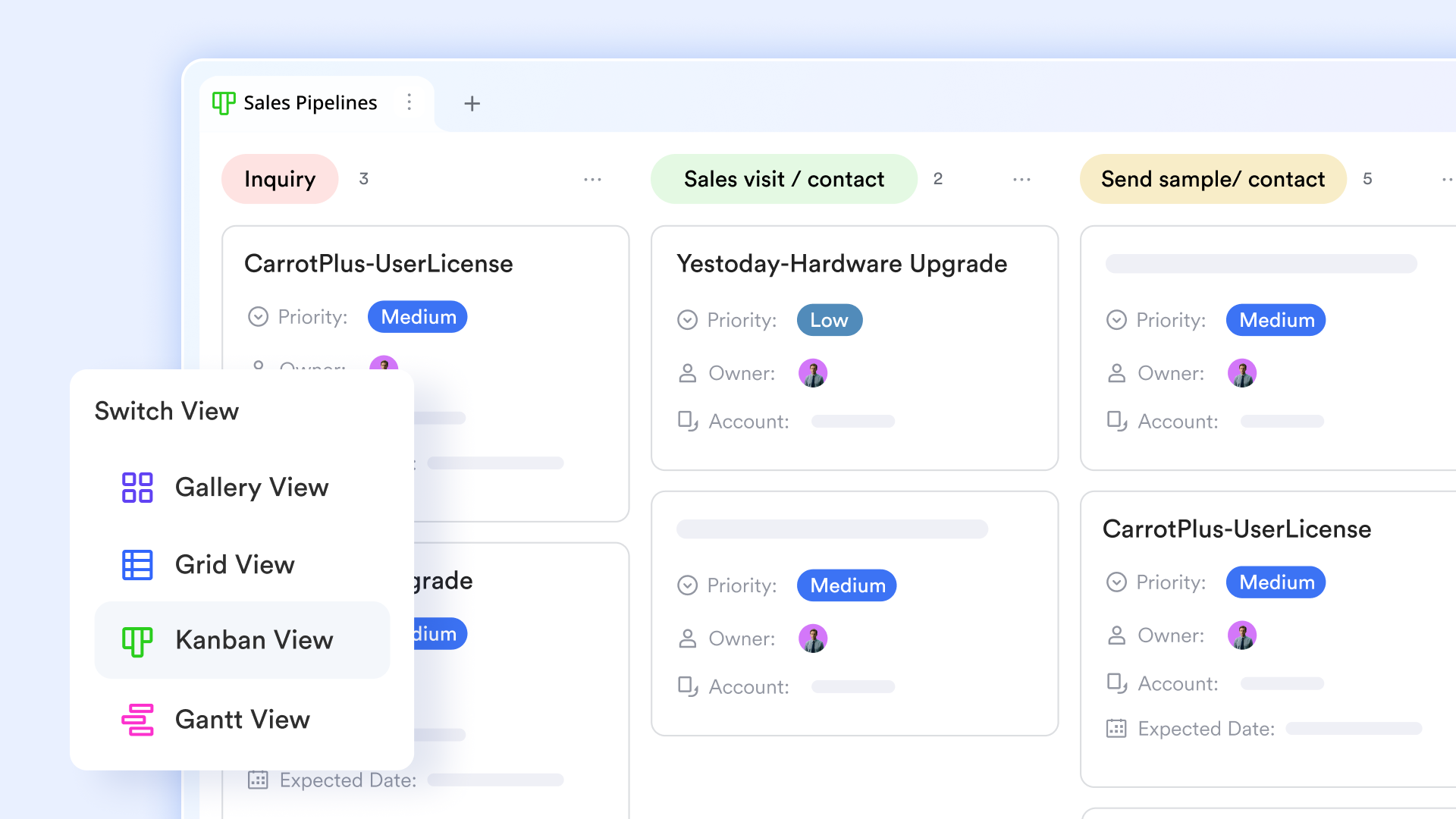 Lark Base supports data on Kanban boards