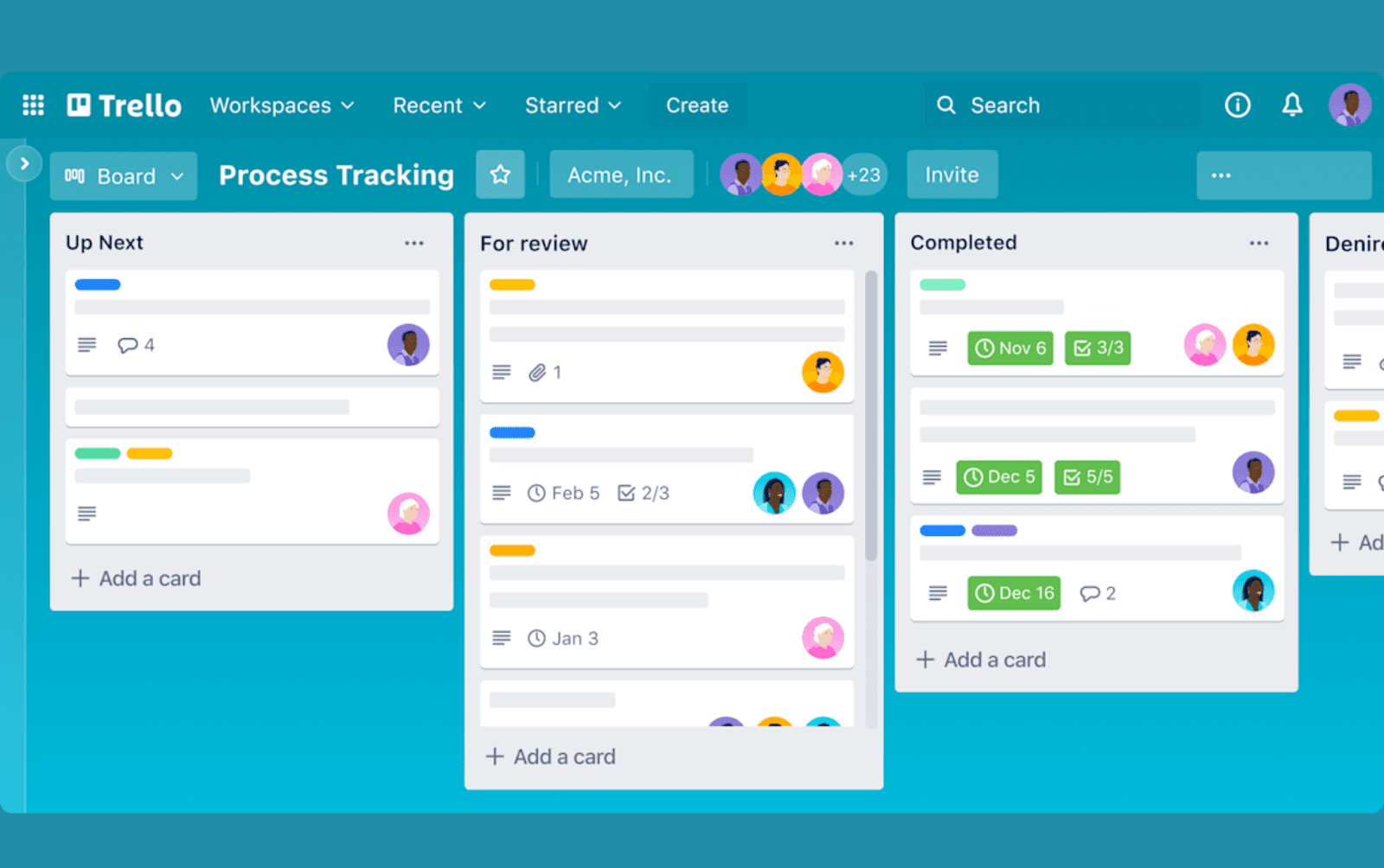  Trello working space overview