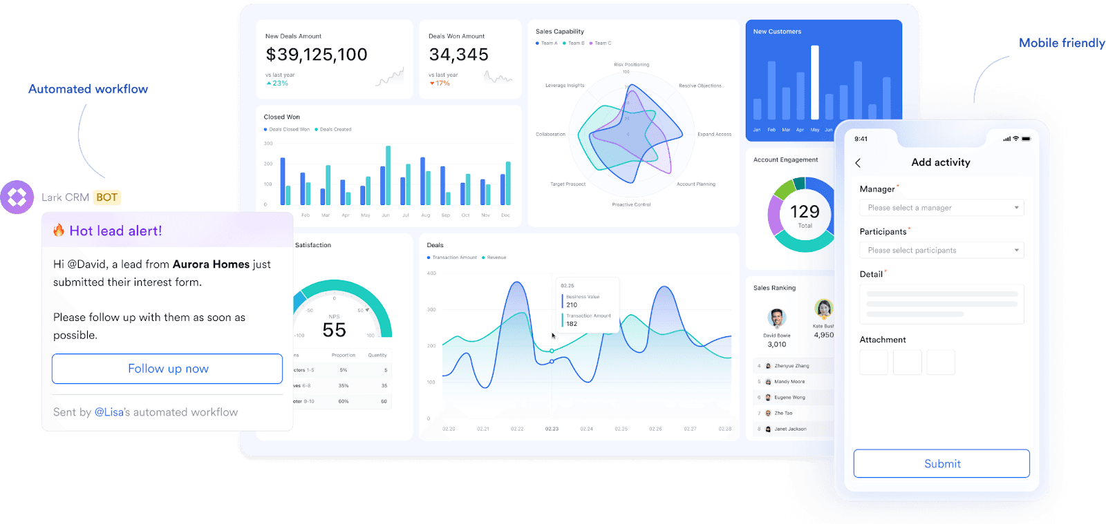 Interfaces of Lark’s CRM platform