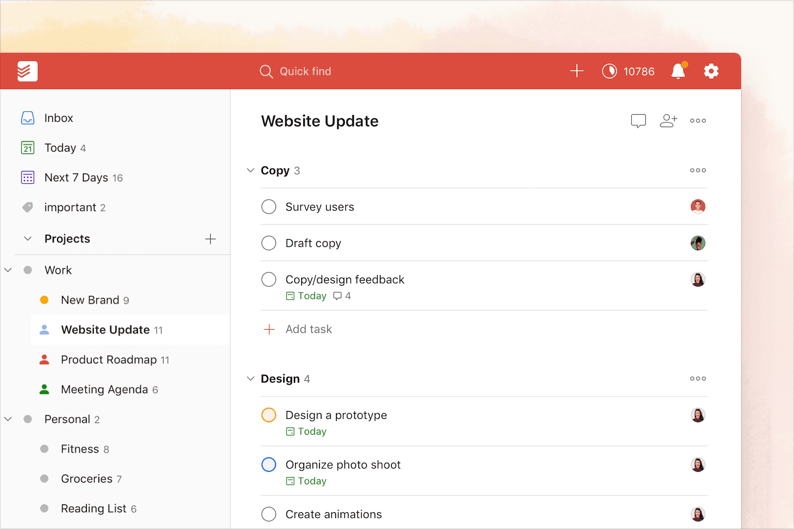 Illustration of the task and time management tool Todoist