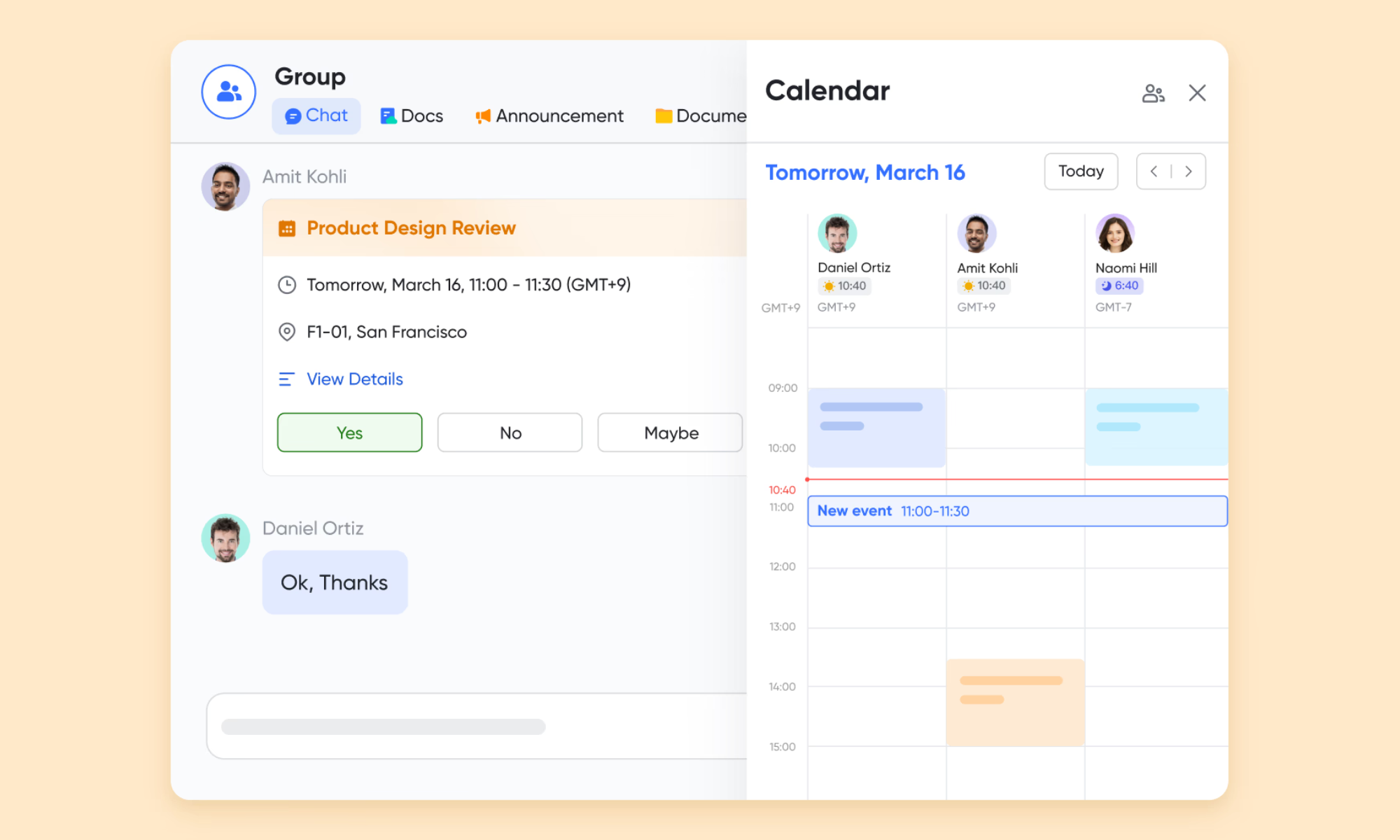 Lark Calendar: Resource and time coordination