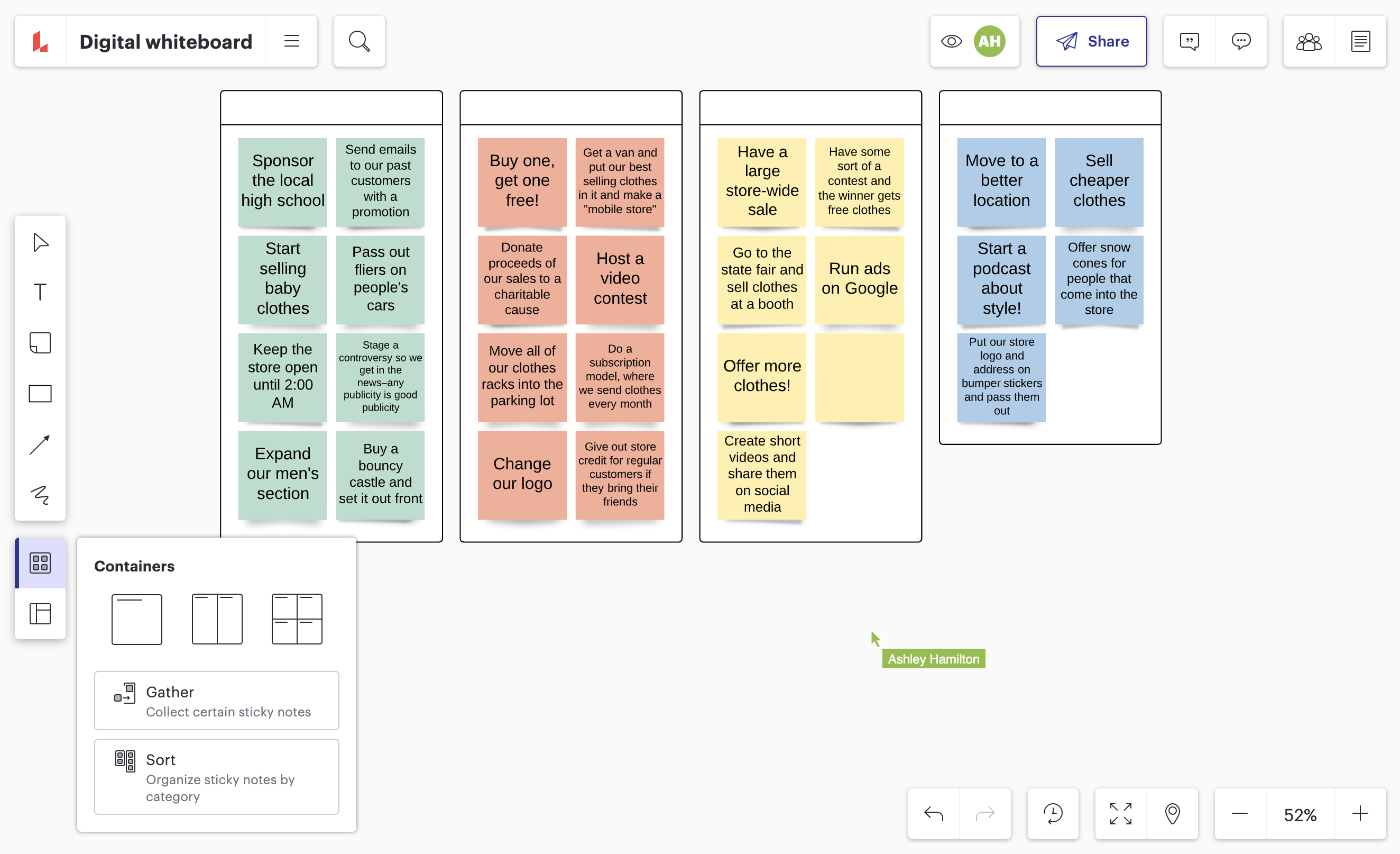 Lucidspark for structured brainstorming and diagramming