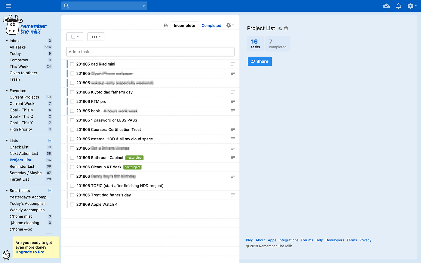 Remember The Milk feature-rich task management tool built for power users
