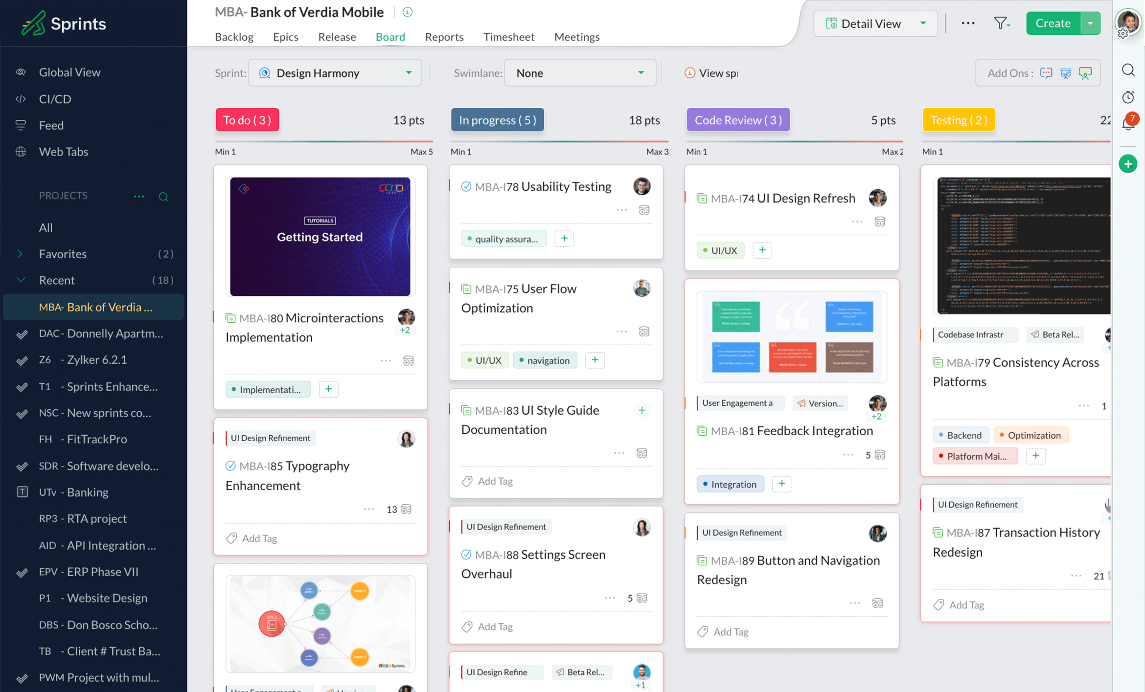 Zoho sprint focusing agile software