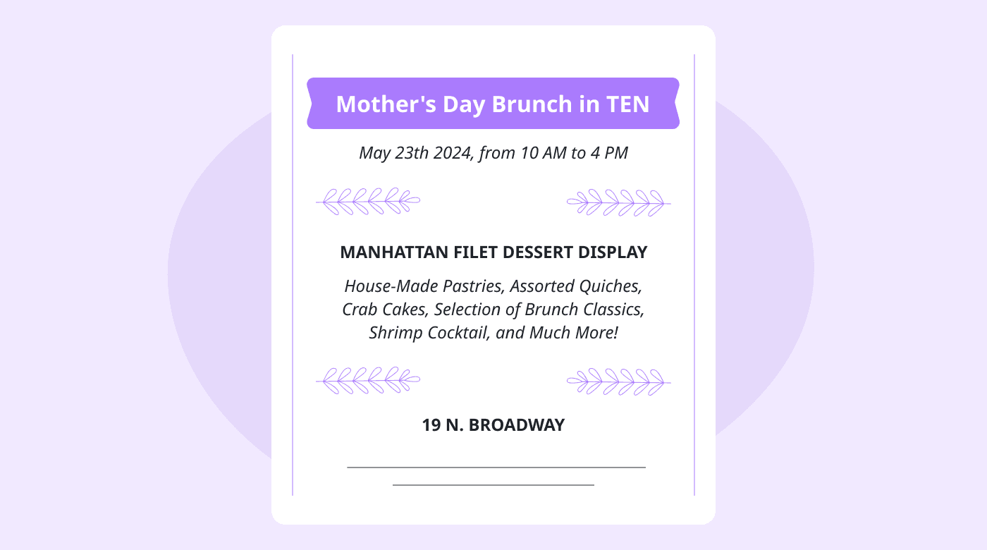 Restaurant promotion of Mother’s Day menu