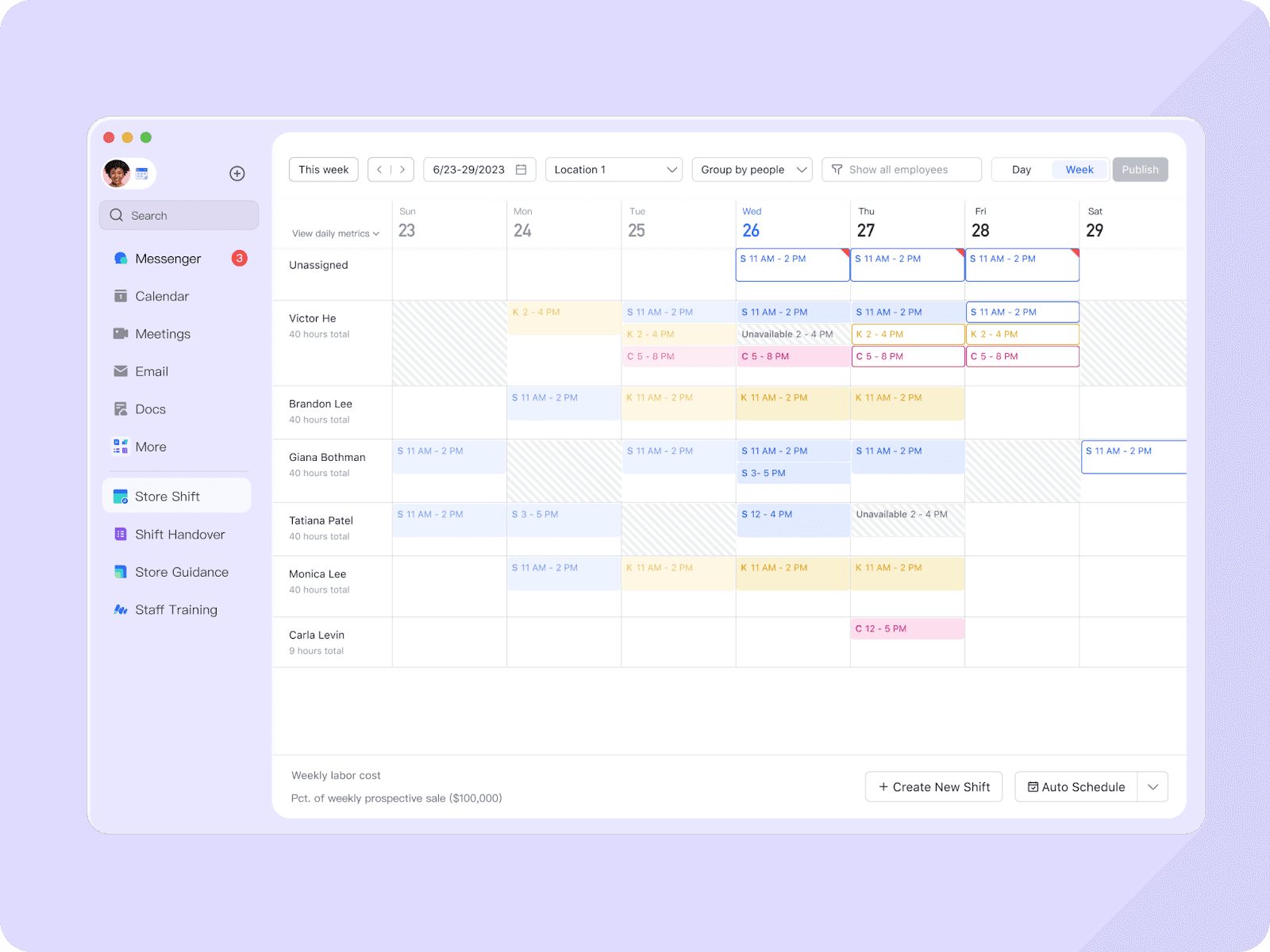 Lark's shift management solution
