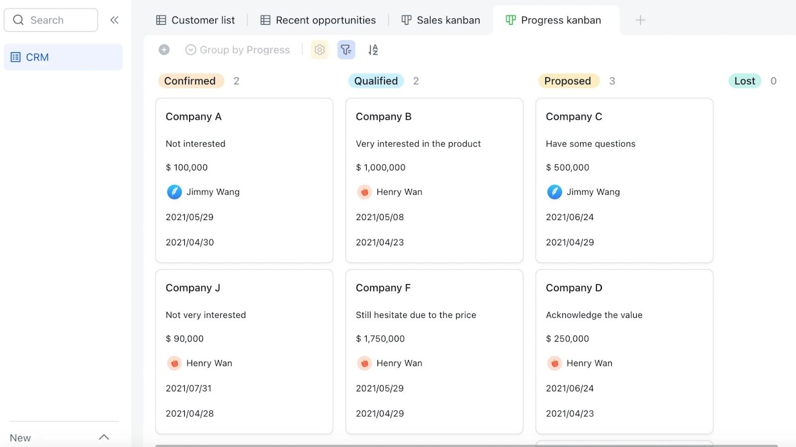 Lark Basic CRM template