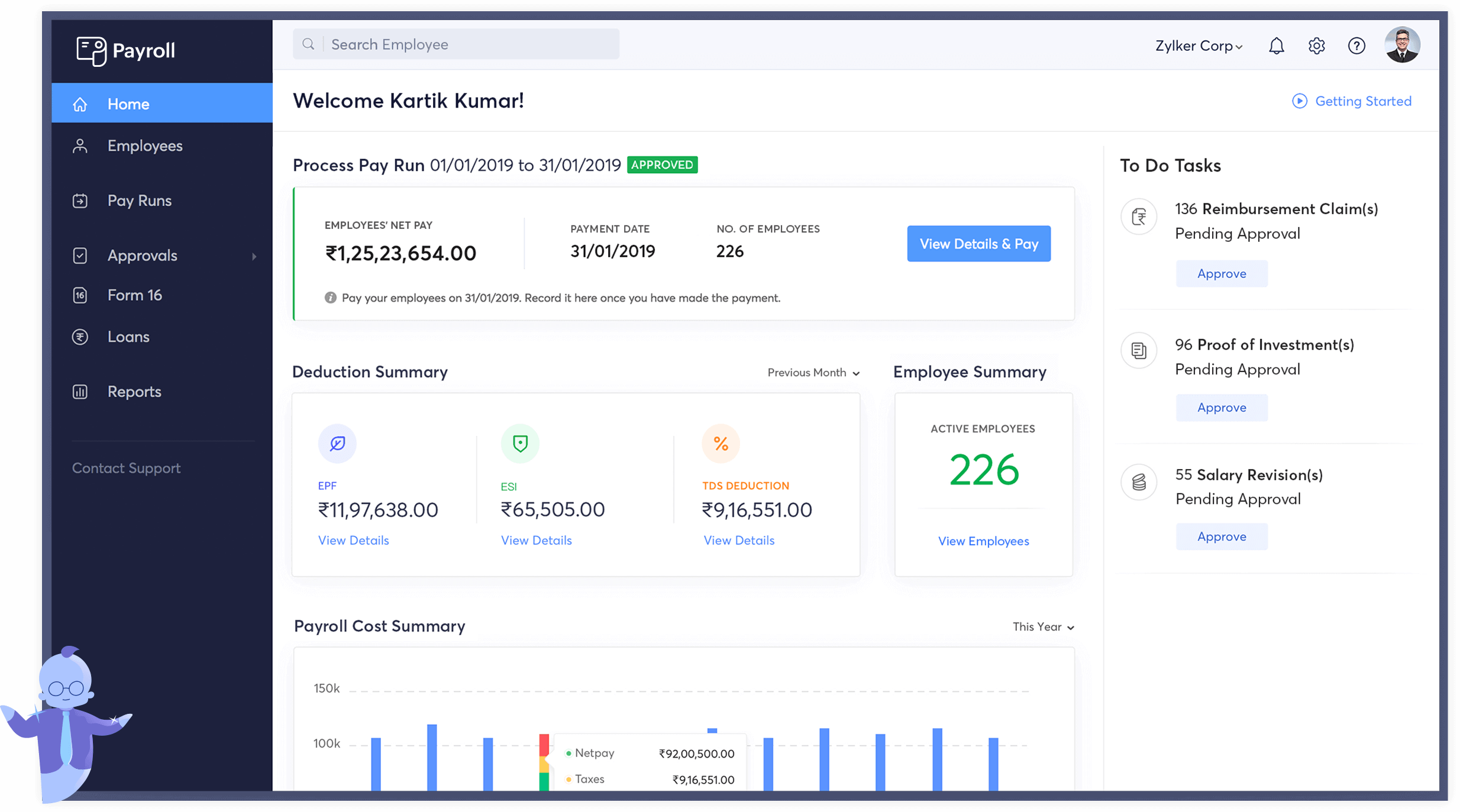 Zoho Payroll is a payroll software system