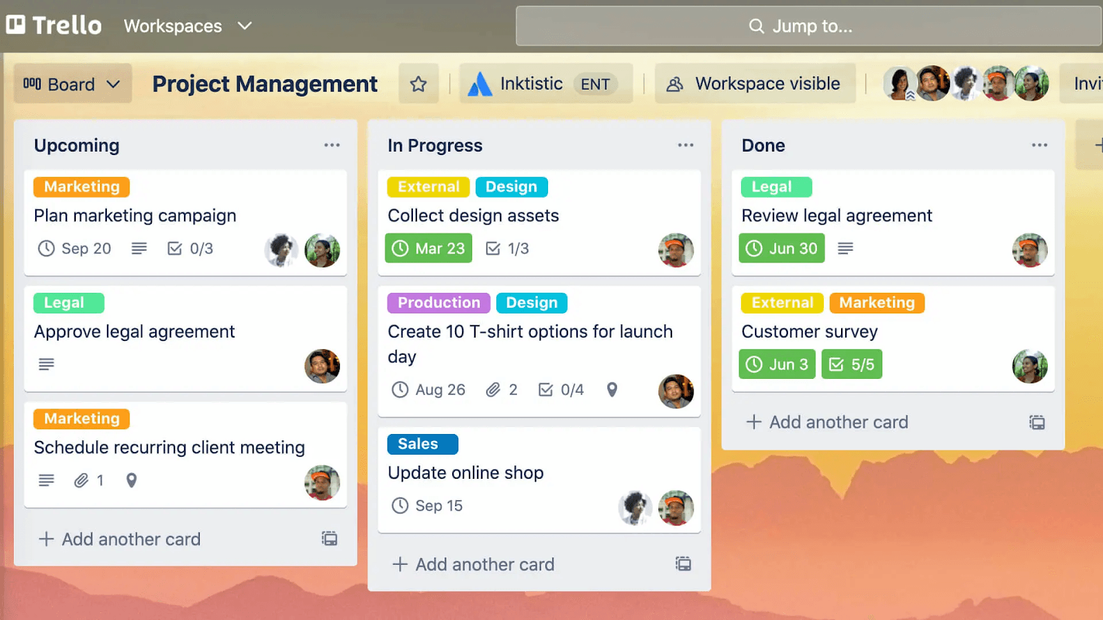 An example of a Trello board