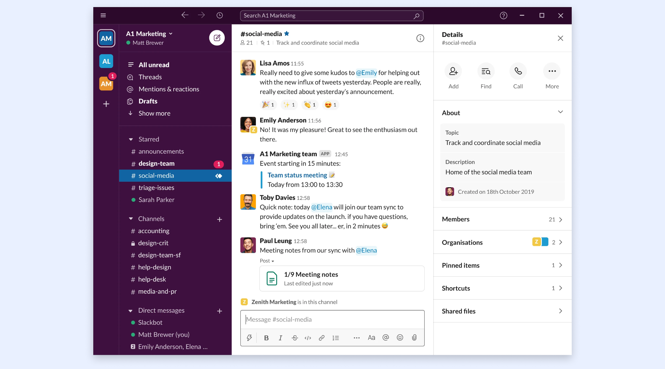 Slack team collaboration