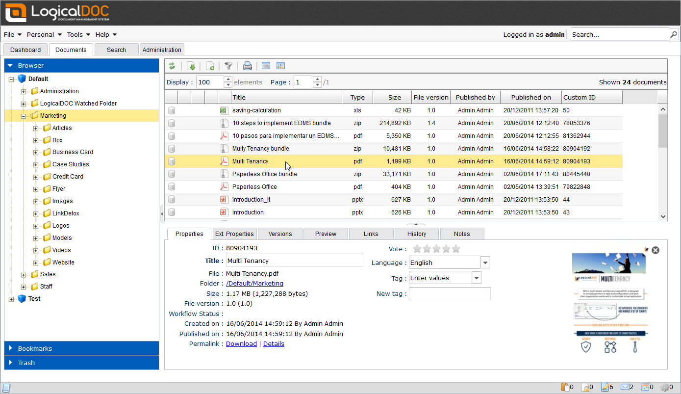 LogicalDoc offers a free Community Edition of its professional document management system.