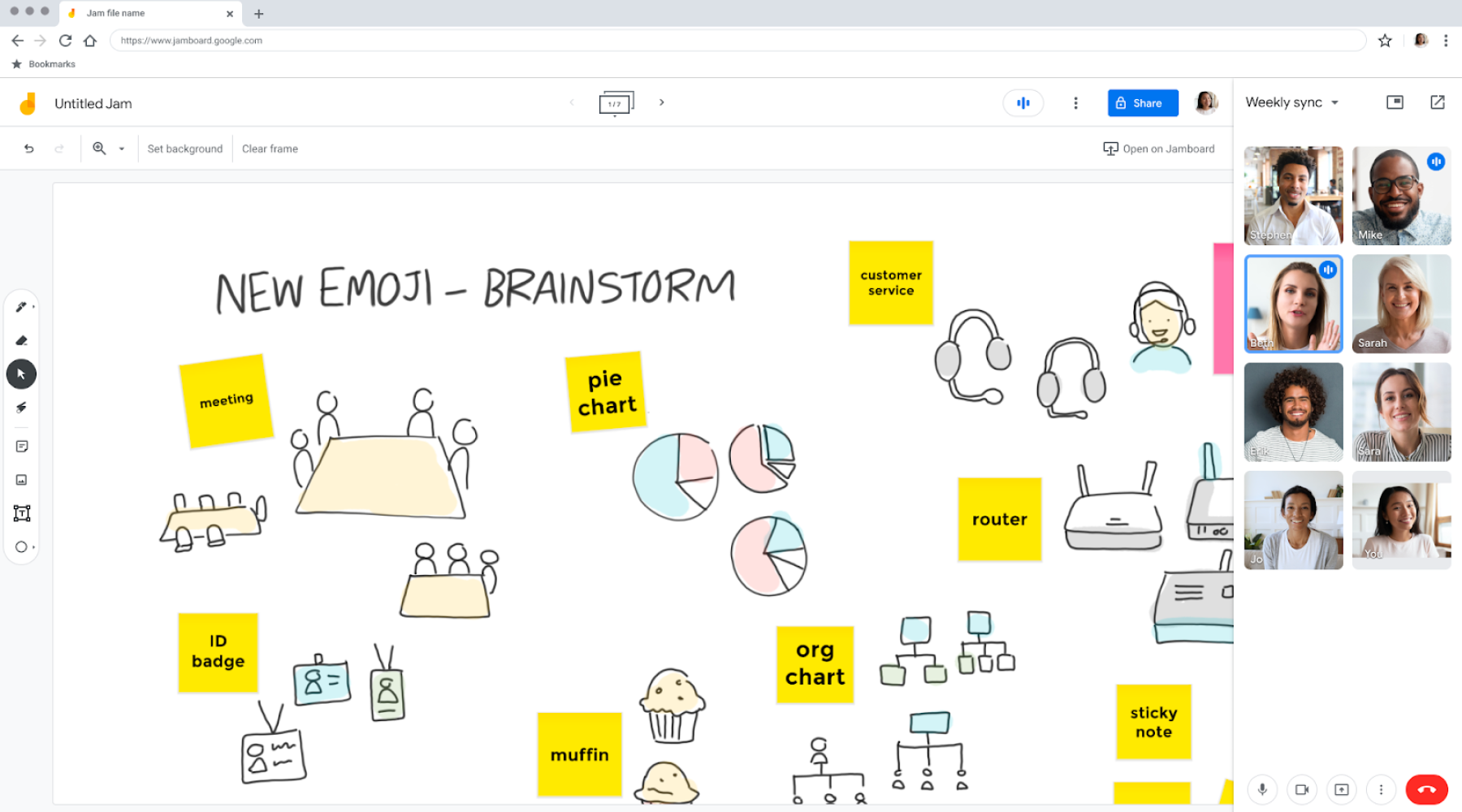 Google Jamboard is a Google Workspace whiteboard for real-time brainstorming