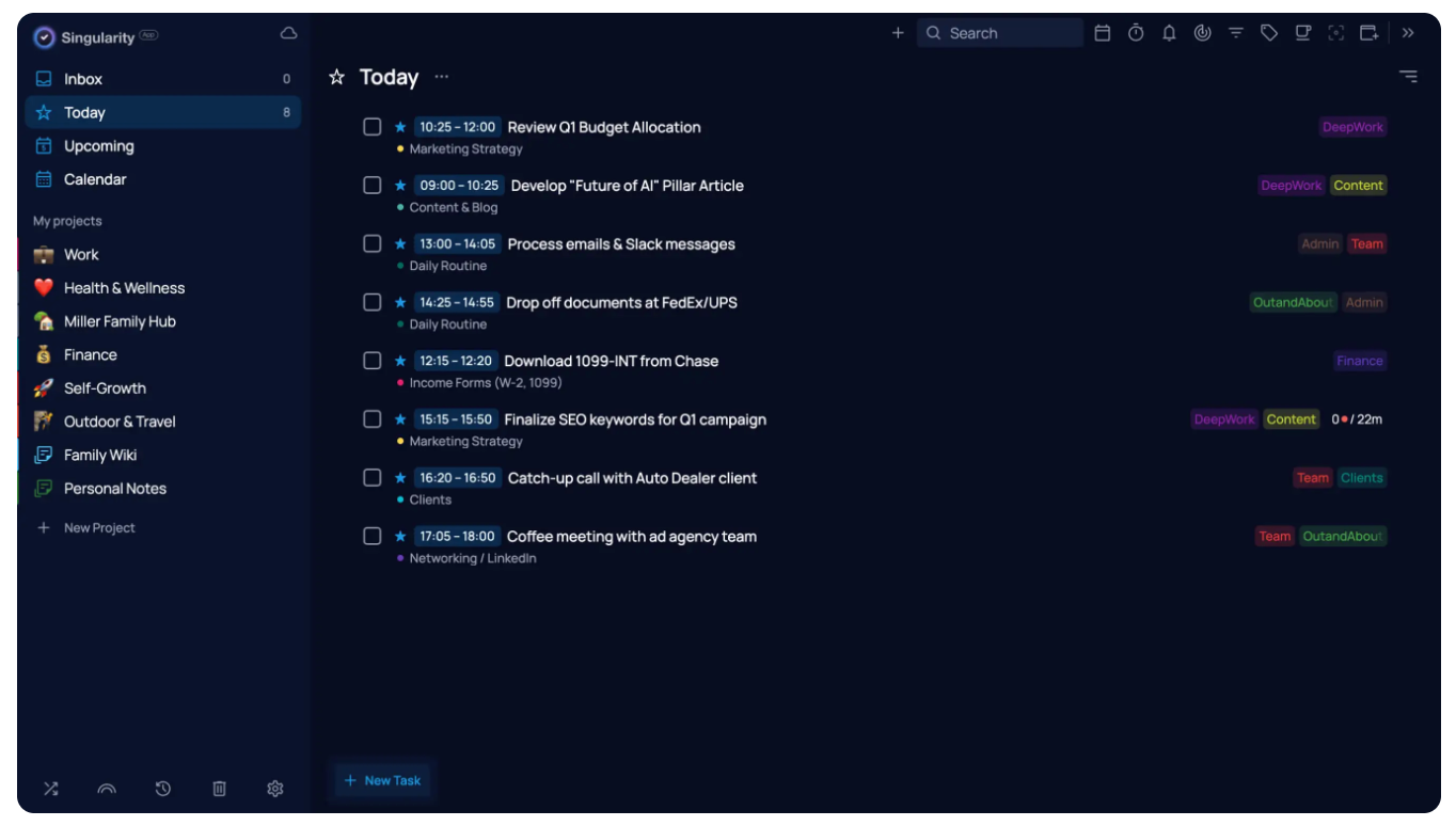 Things Done structure is already built into SingularityApp