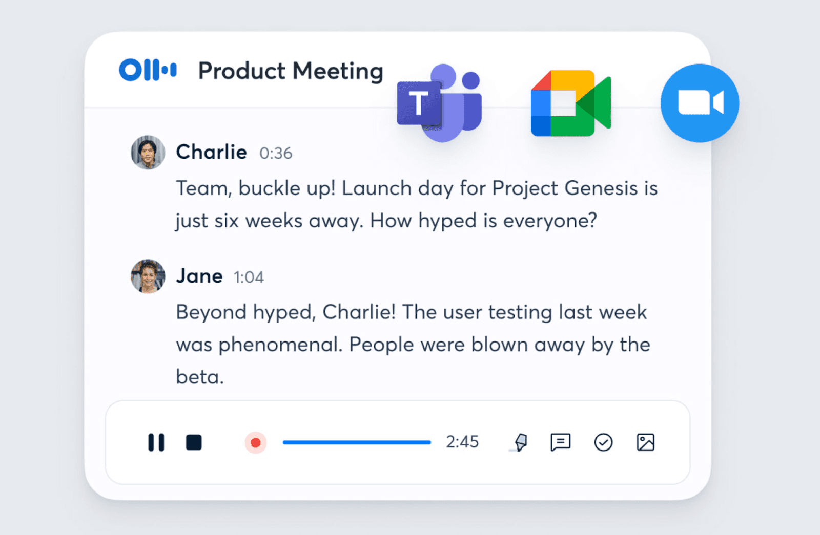 Interface of Otter.ai meeting minutes