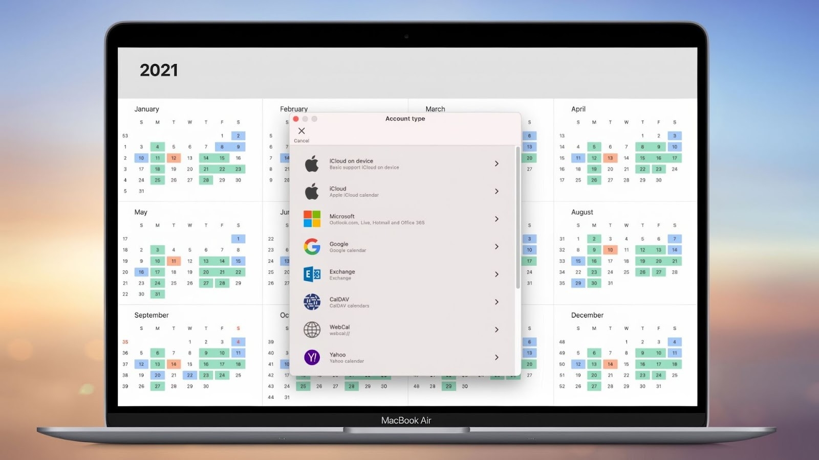 OneCalendar's feature for unifying calendar accounts