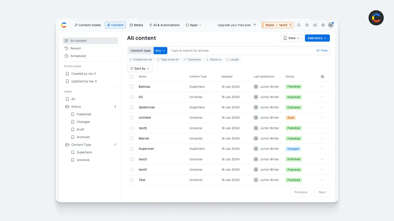 Contentful: Headless content management platform