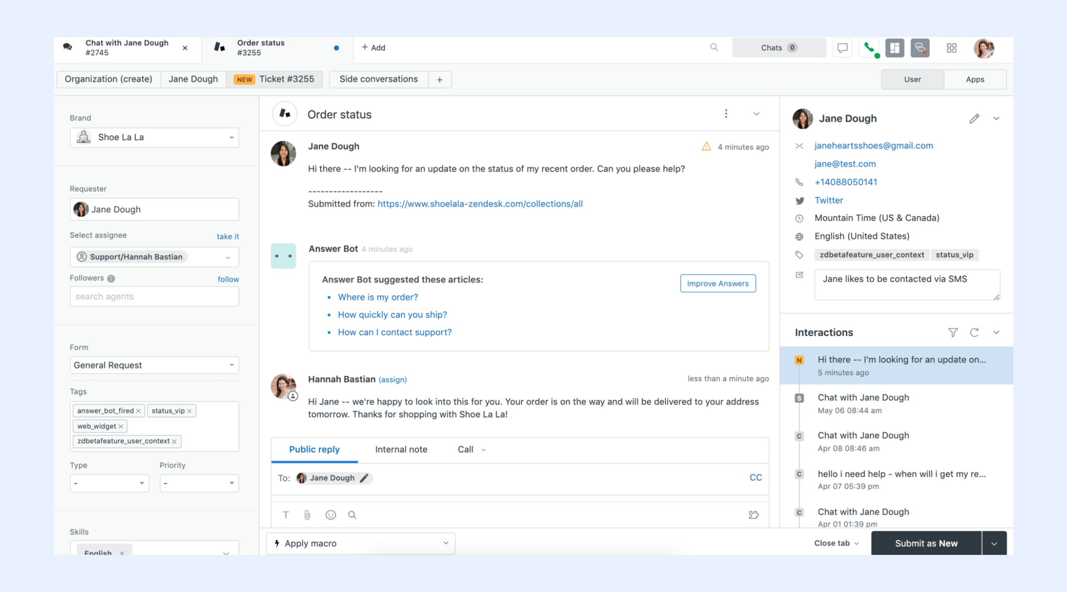 Zendesk customer service platform