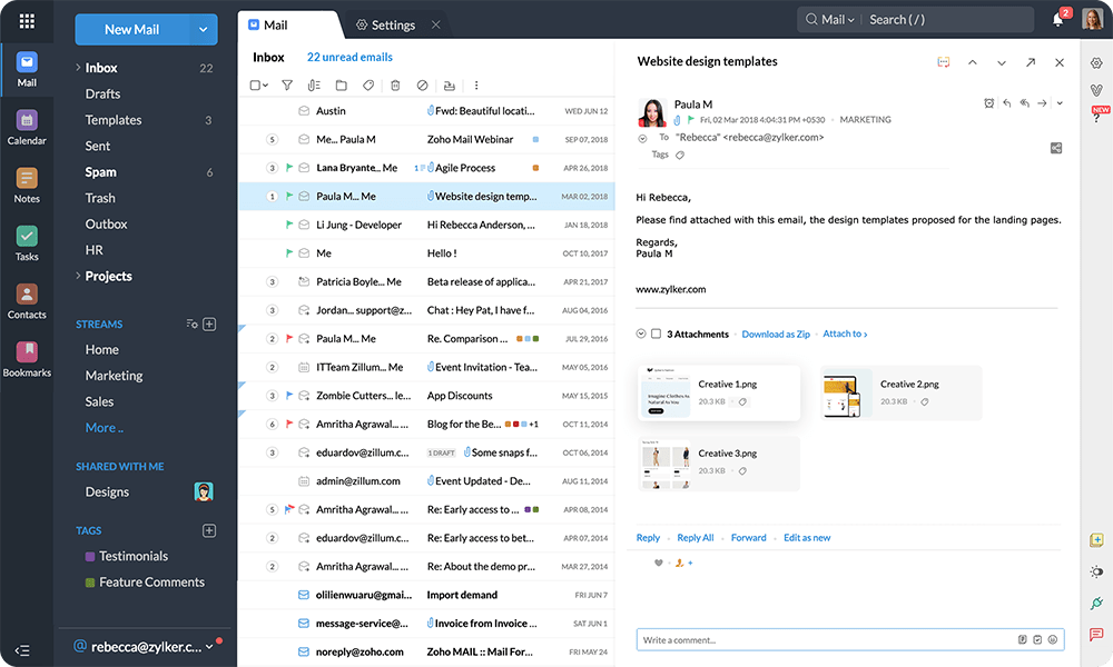 Zoho Desk contextual email ticketing with Zoho suite integrations