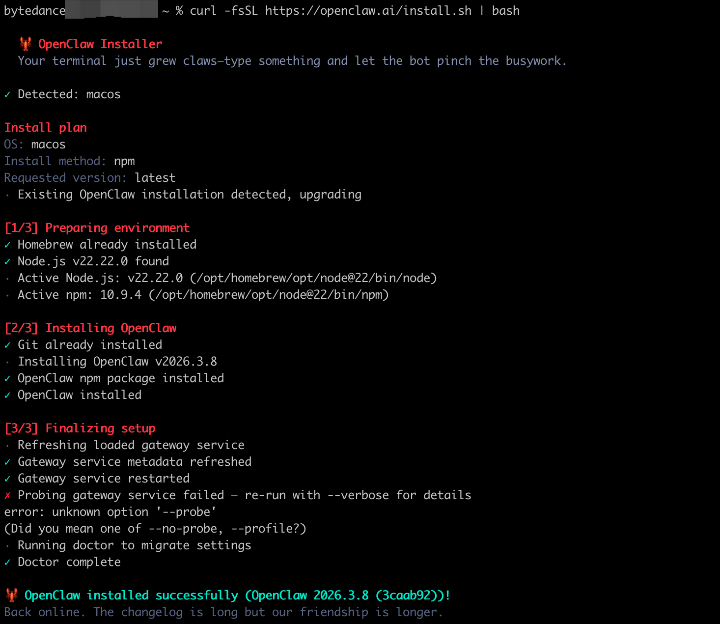 OpenClaw installation steps