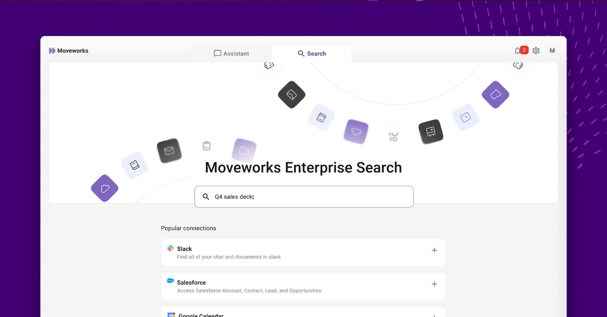 Interface of moveworks enterprise artificial intelligence search