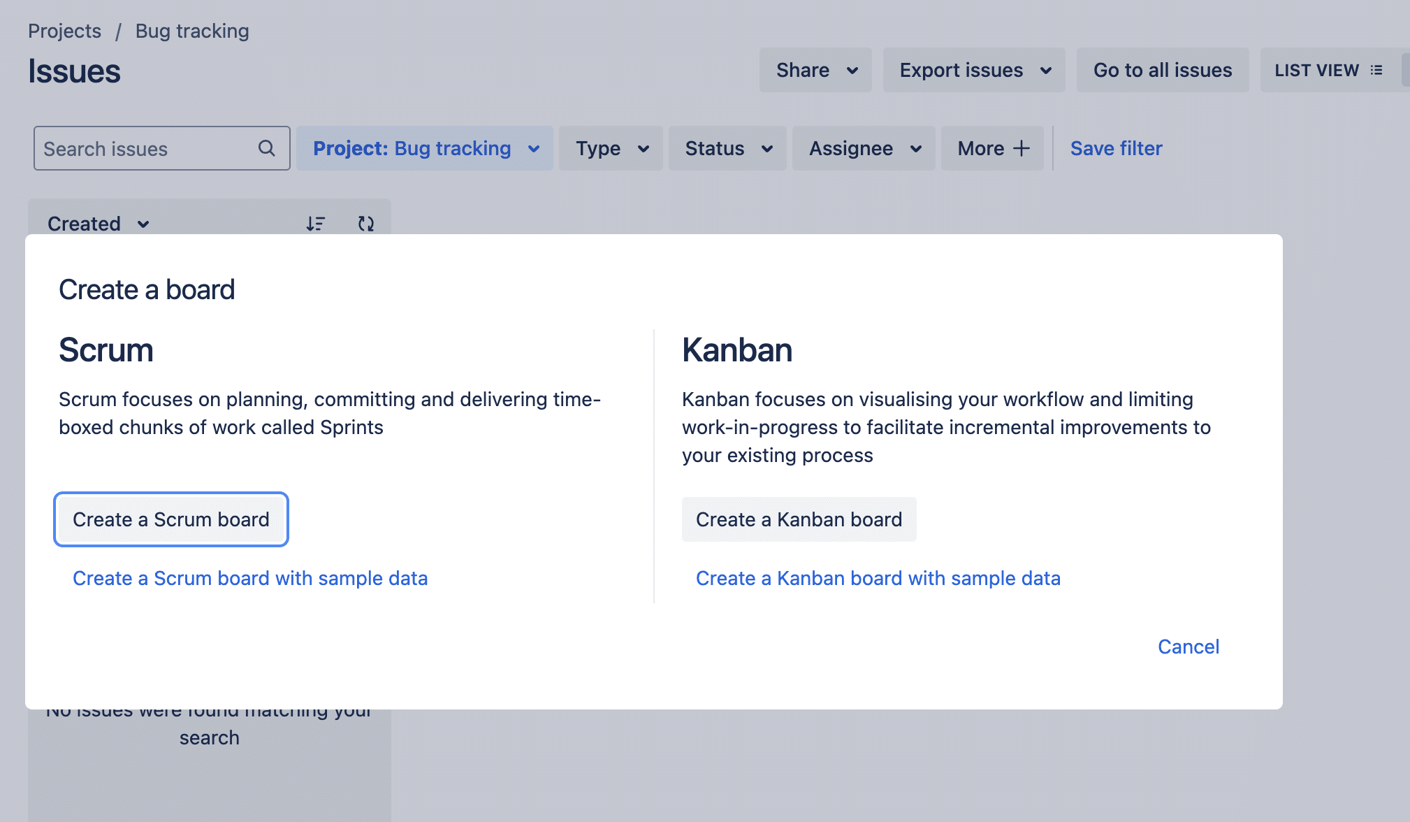 Kanban or Scrum board in Jira