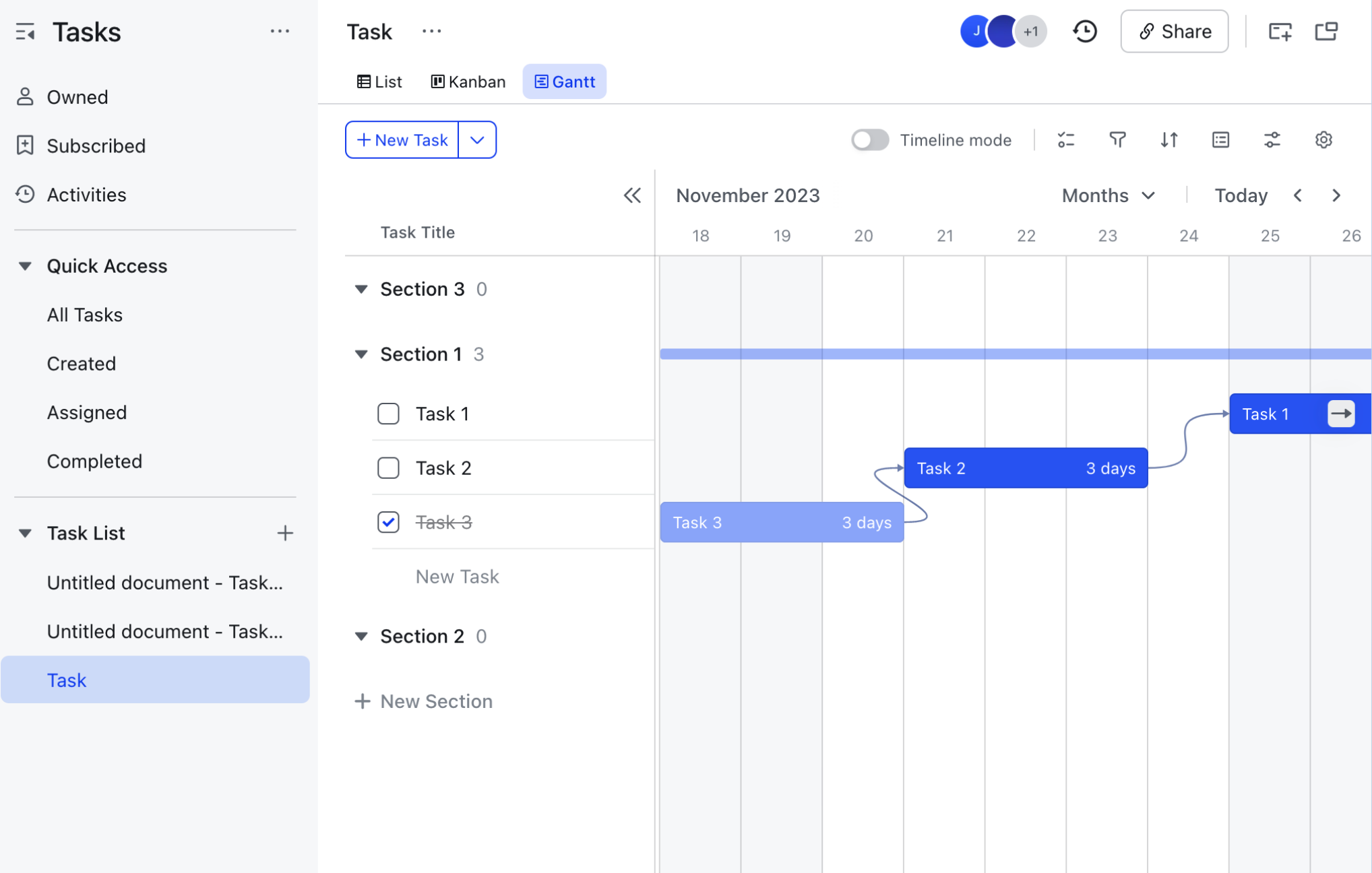 Lark Tasks visualizes task dependencies