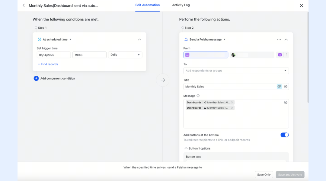 Integrating team chat for automated reminders in Lark