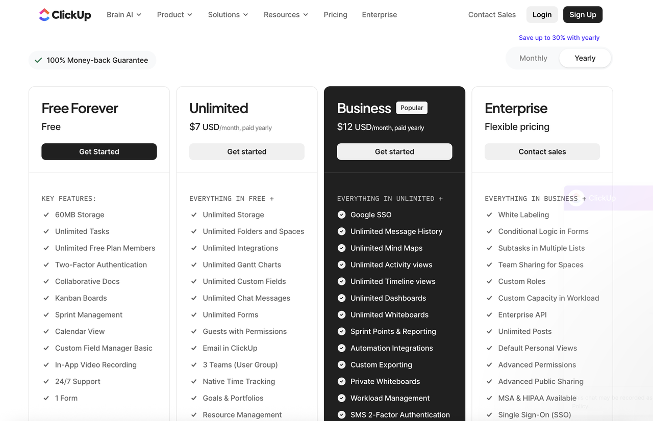 Explore ClickUp time tracking's pricing plans