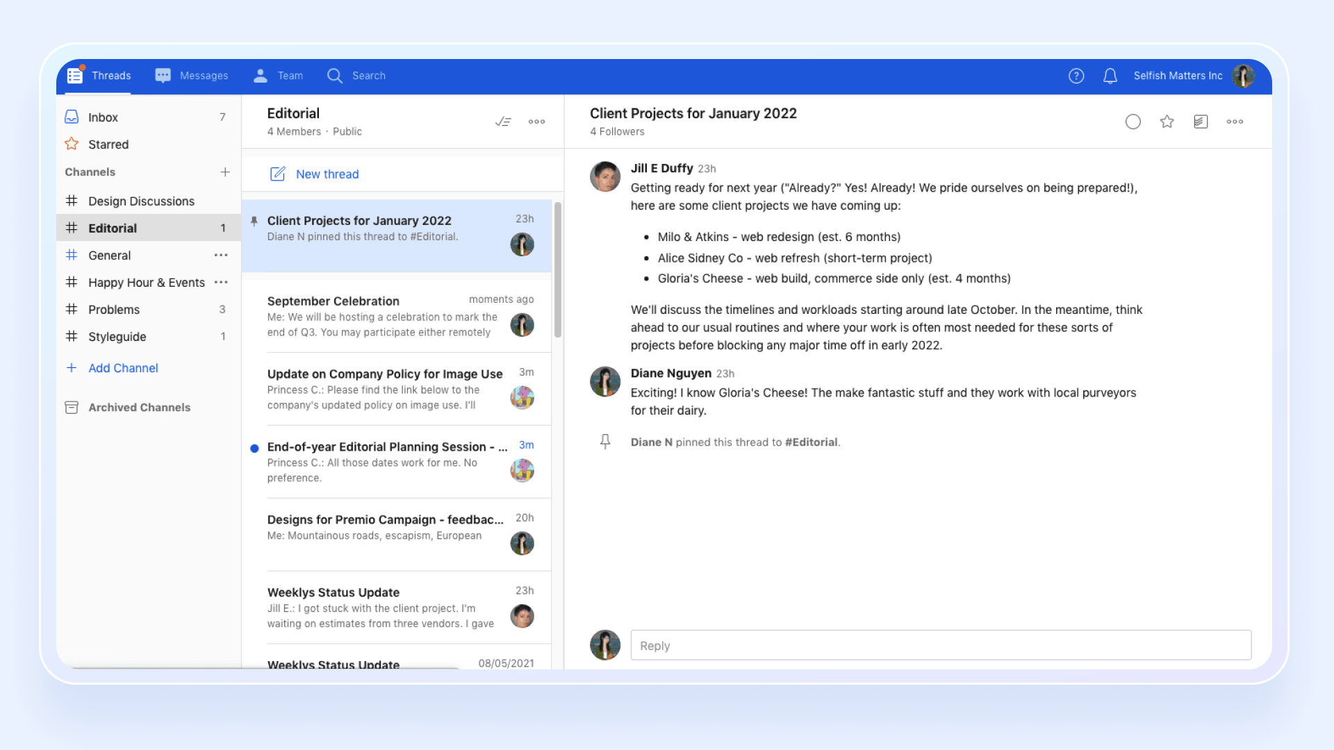 An image showing the communication platform, Twist.