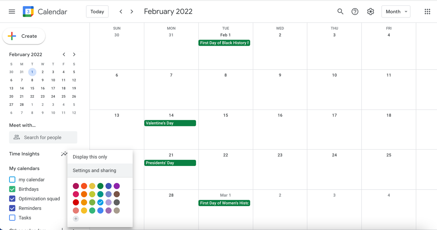 Google Calendar: Basic calendar app for scheduling