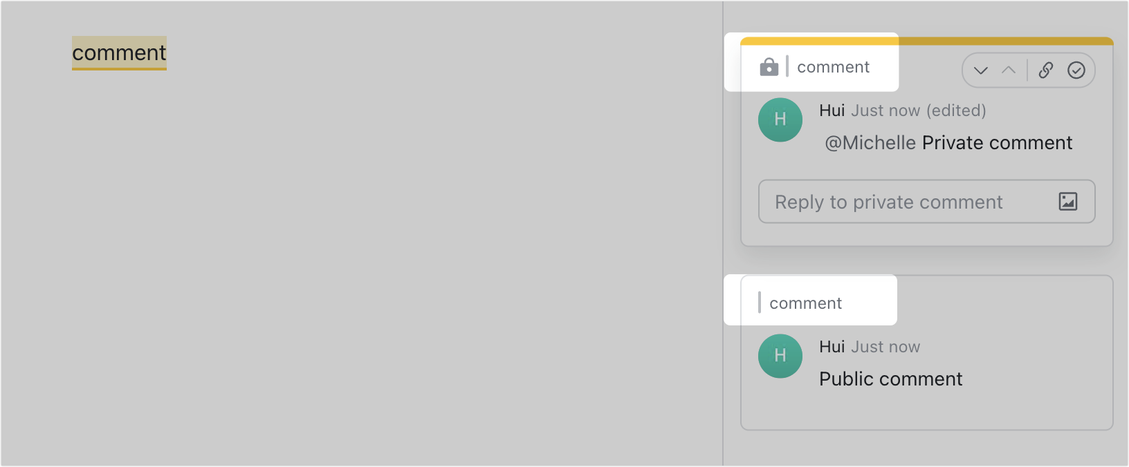 Post private comments in Docs