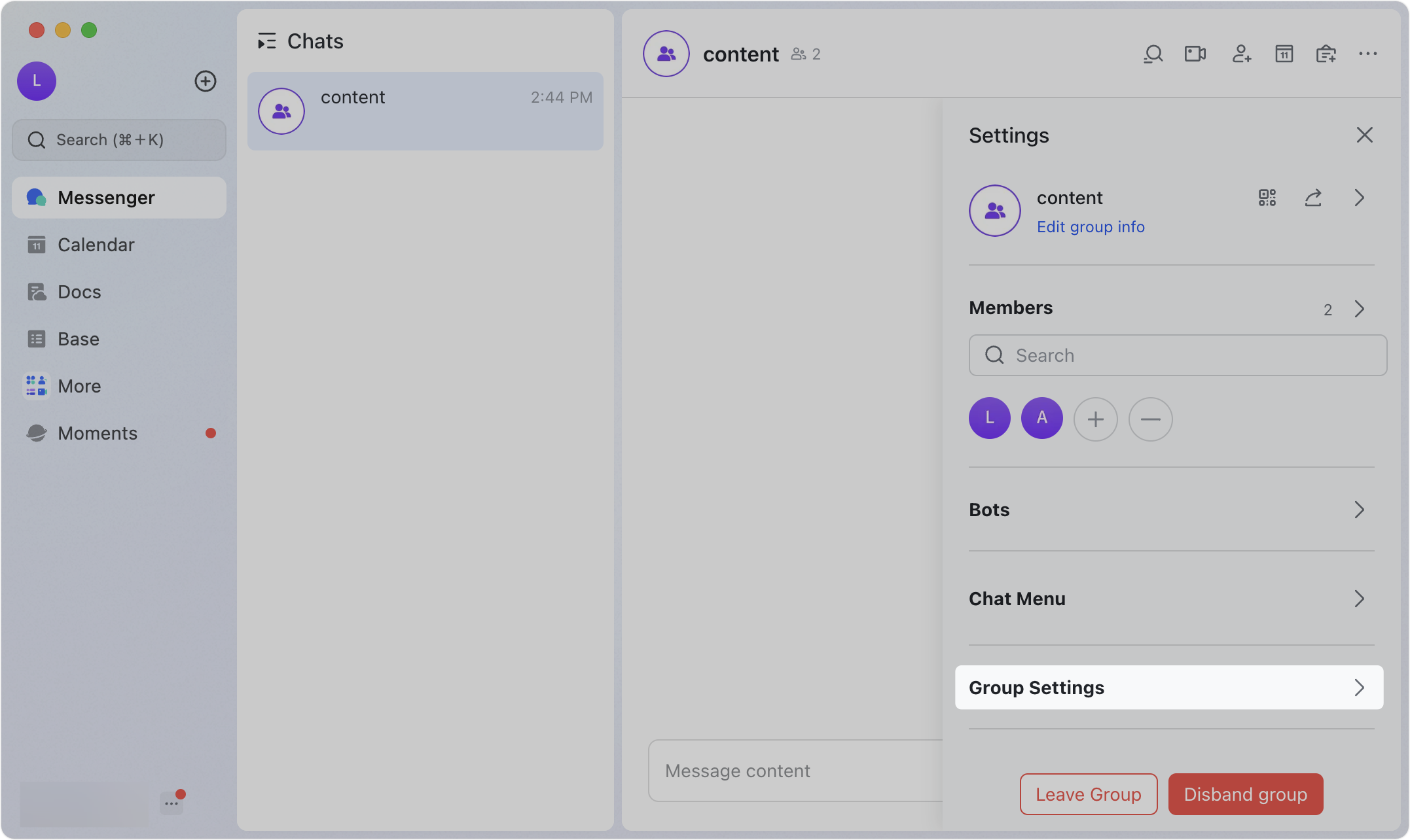 Create a group chat