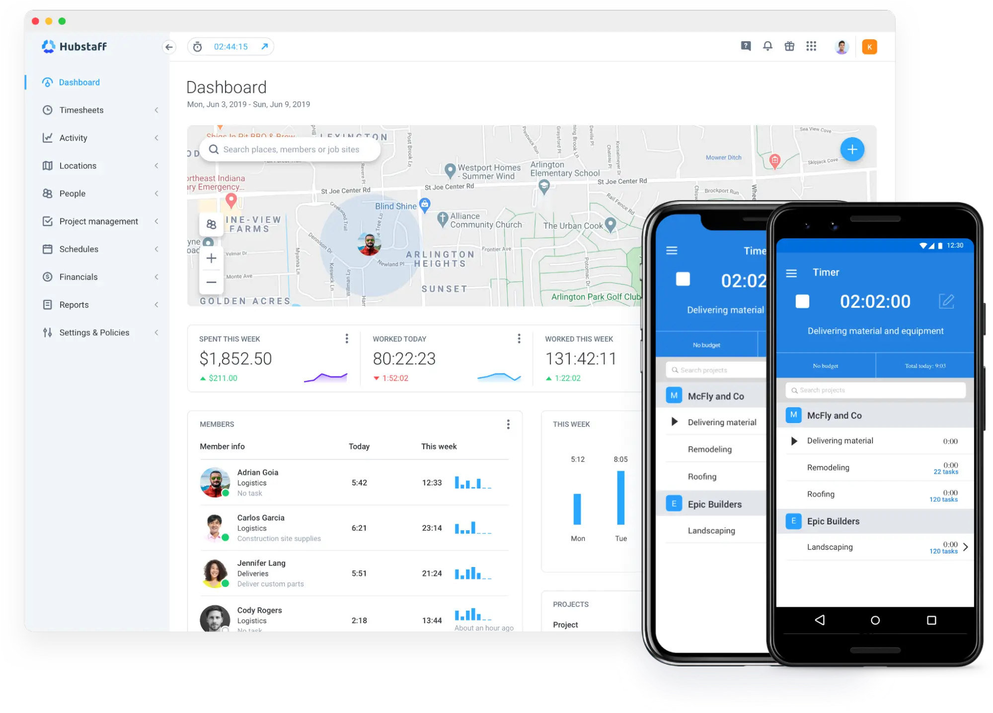 GPS time clock & employee time tracking app