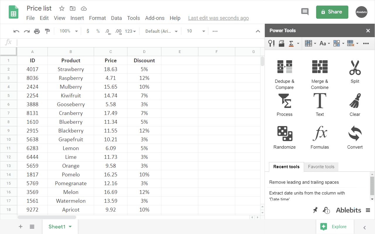 Google Sheets: Extensions and add-ons