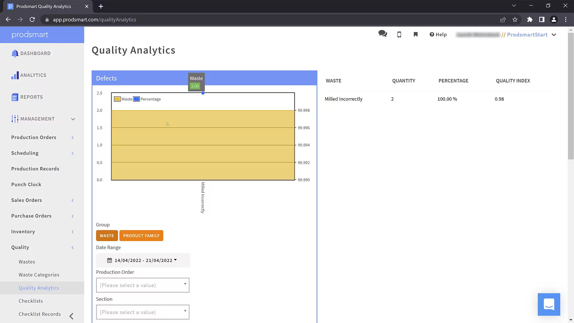 Prodsmart: Best for real-time shop floor production tracking