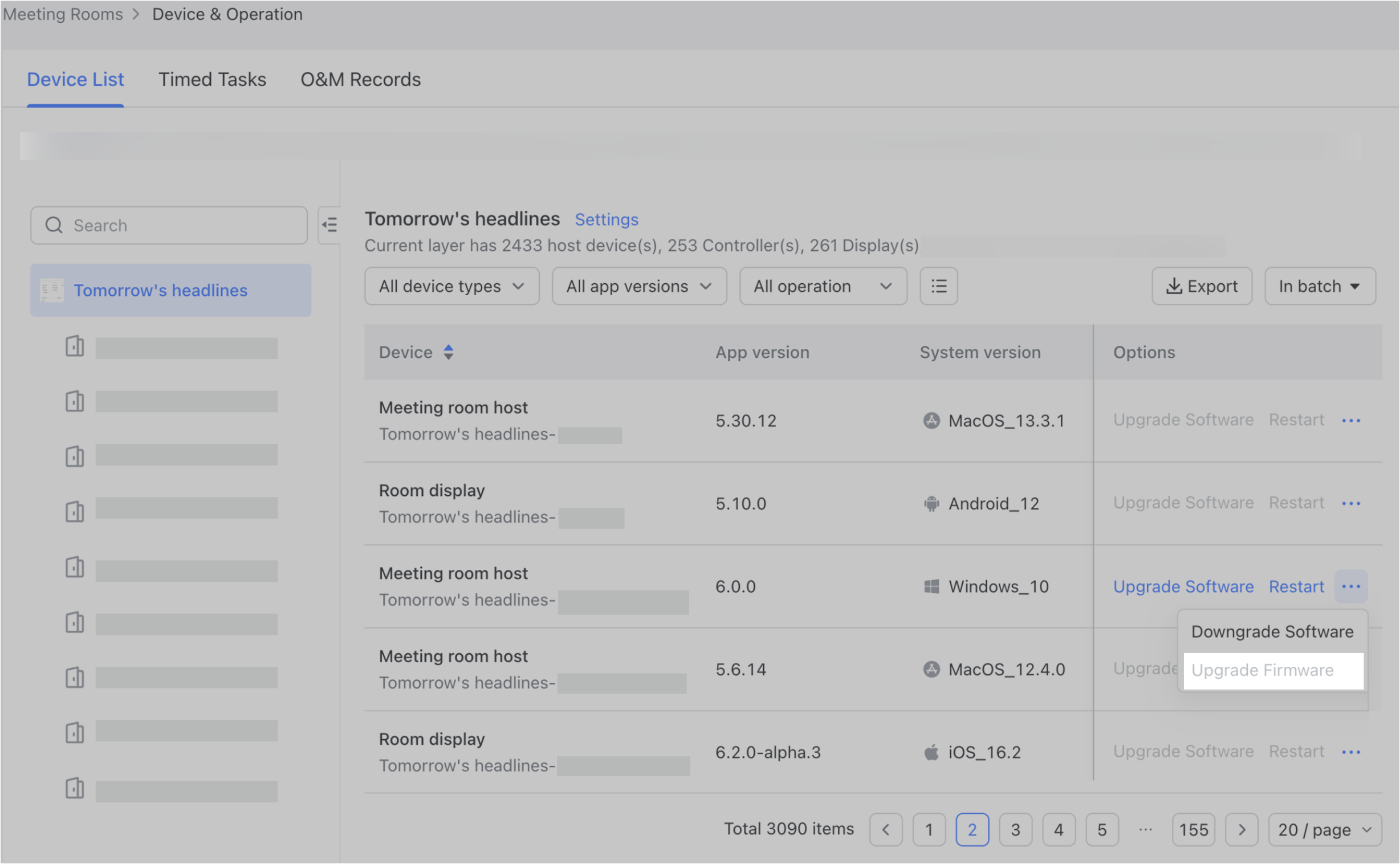 Admin | Manage meeting room devices
