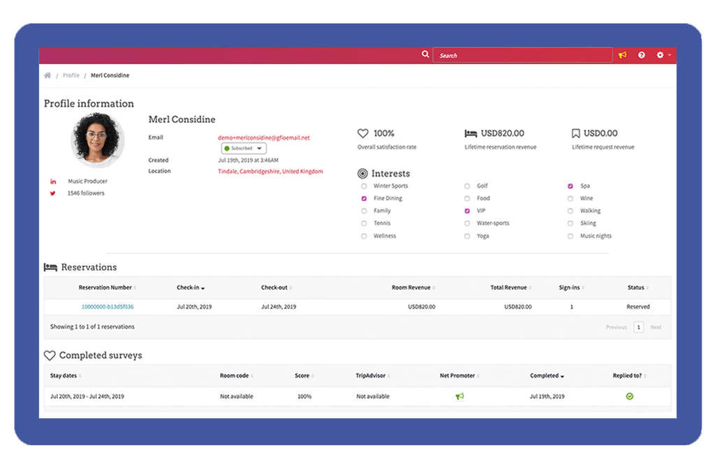 Guestfolio CRM for personalized guest marketing in hotels
