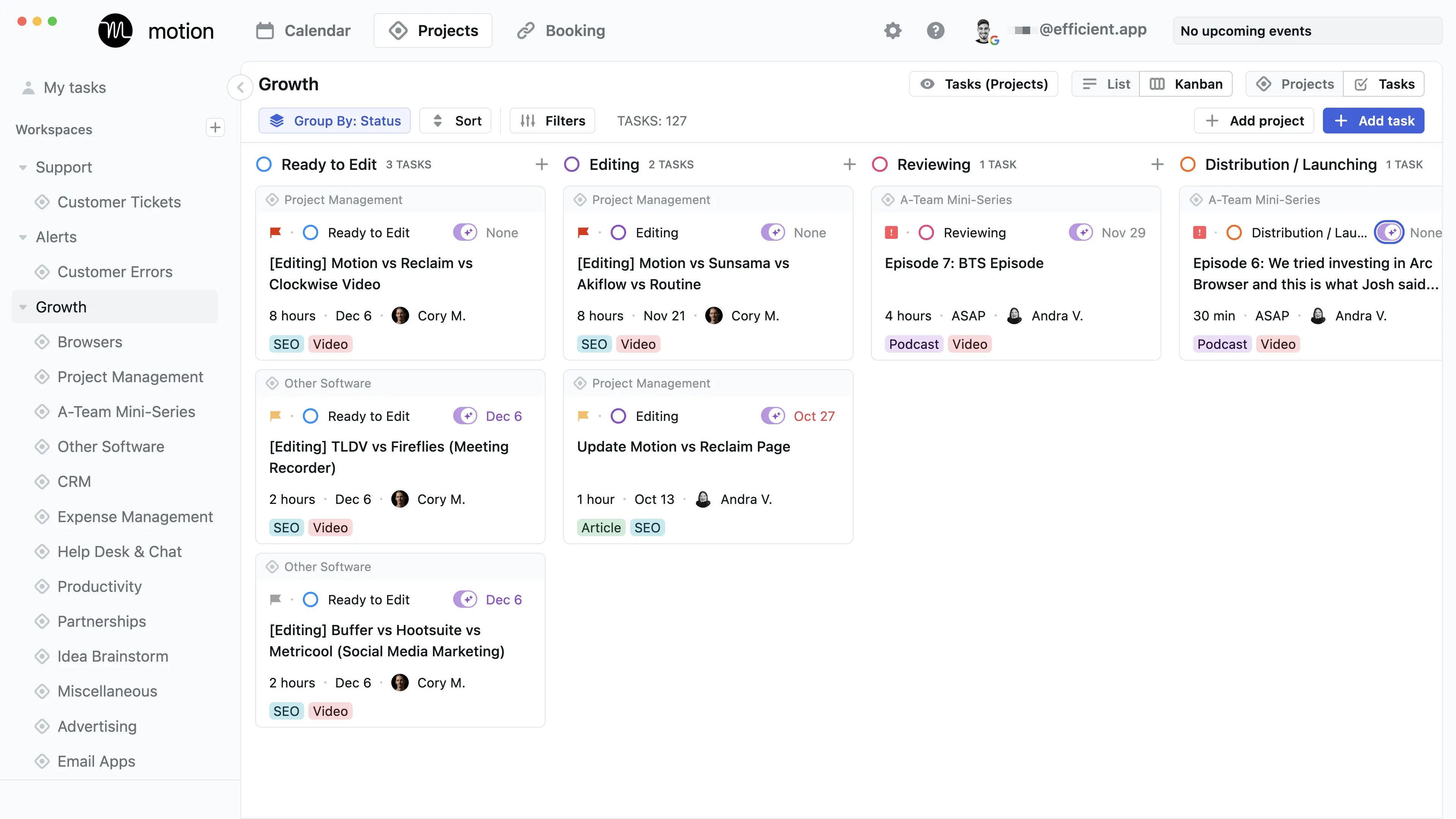 Motion task management platform
