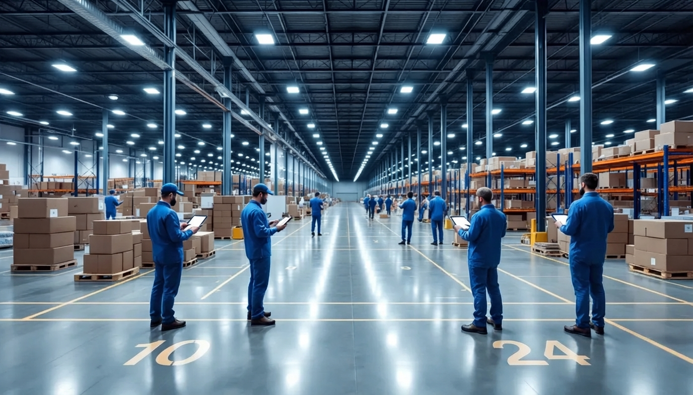A modern warehouse that uses inventory management software
