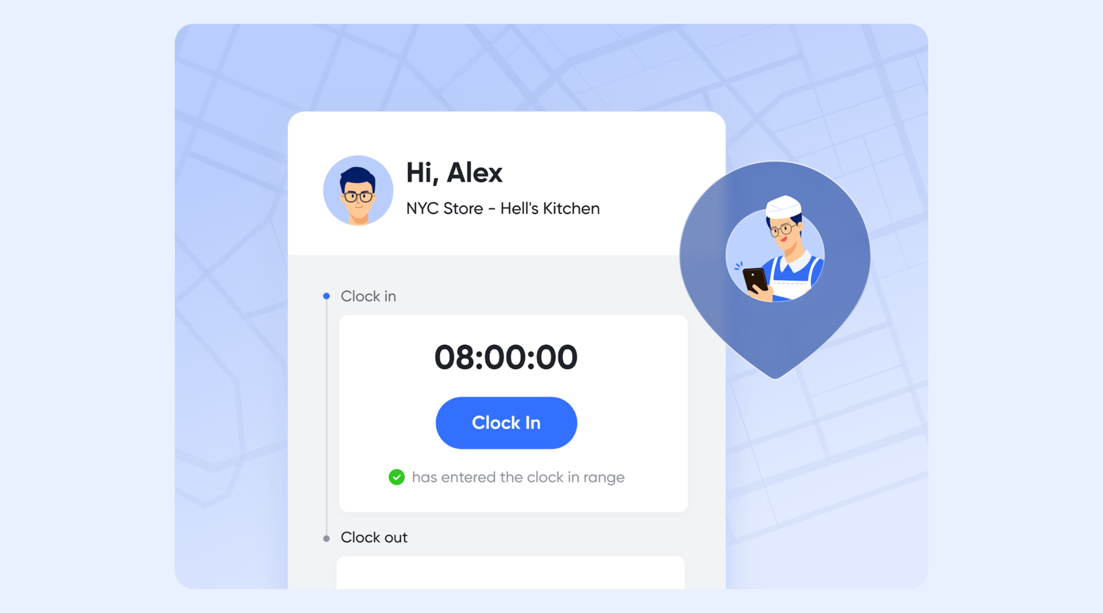 Simple clock-in and clock-out for daily attendance