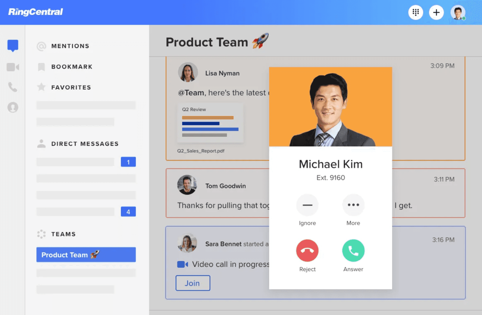 Real-time collaboration via audio call on RingCentral