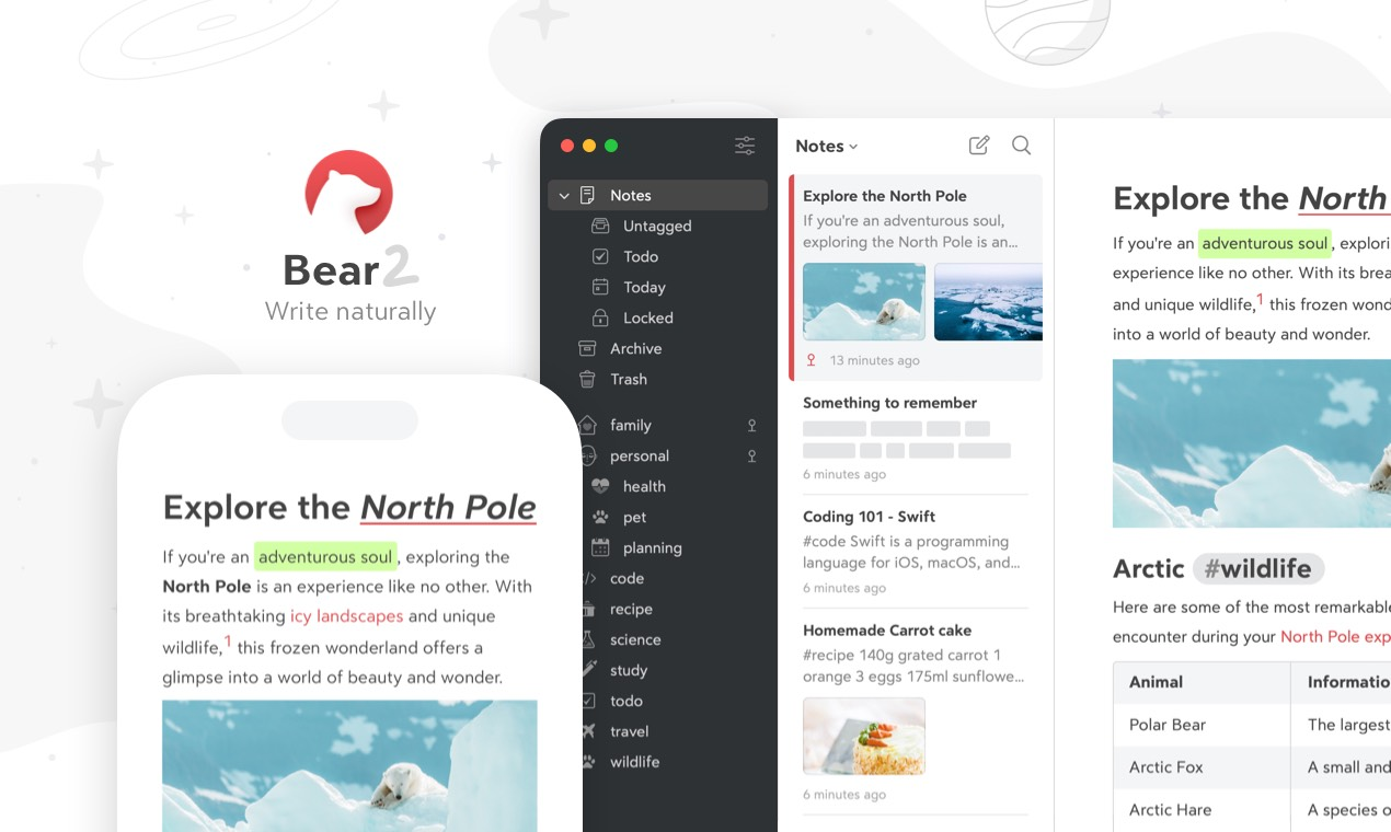 Bear: Beautiful writing environment for Apple users
