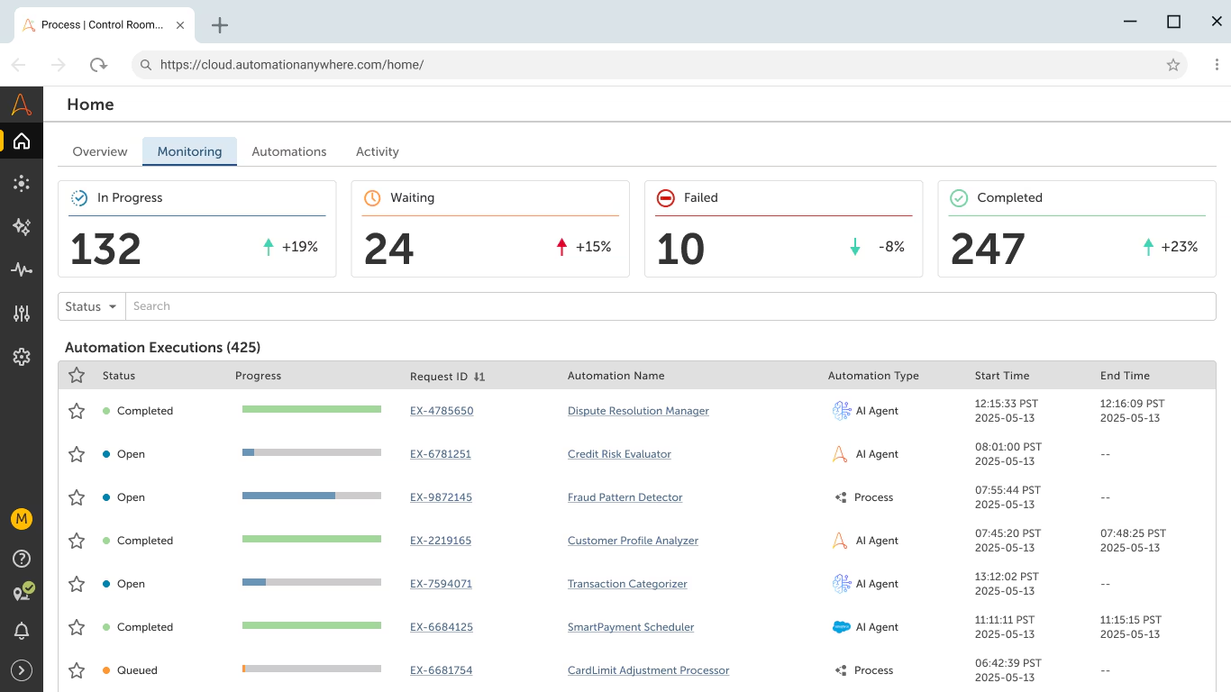 Interface of Automation Anywhere, a top automation program for automating manual tasks