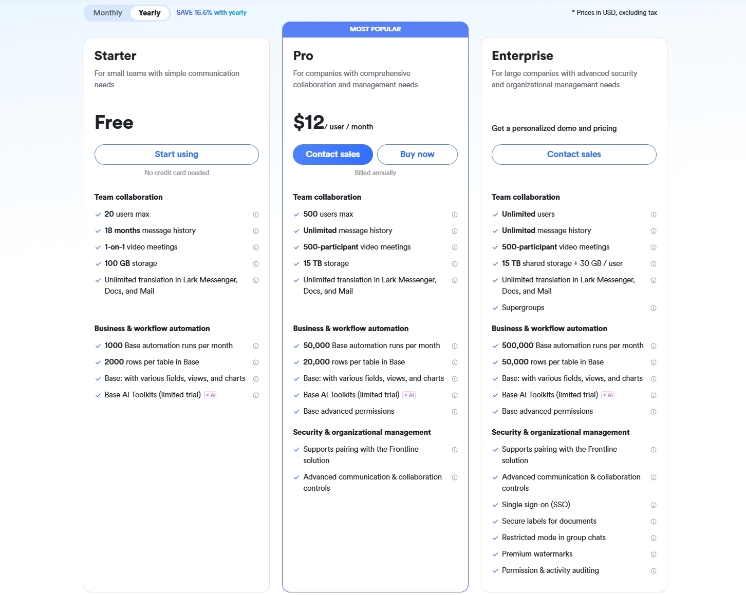 Check Lark's pricing