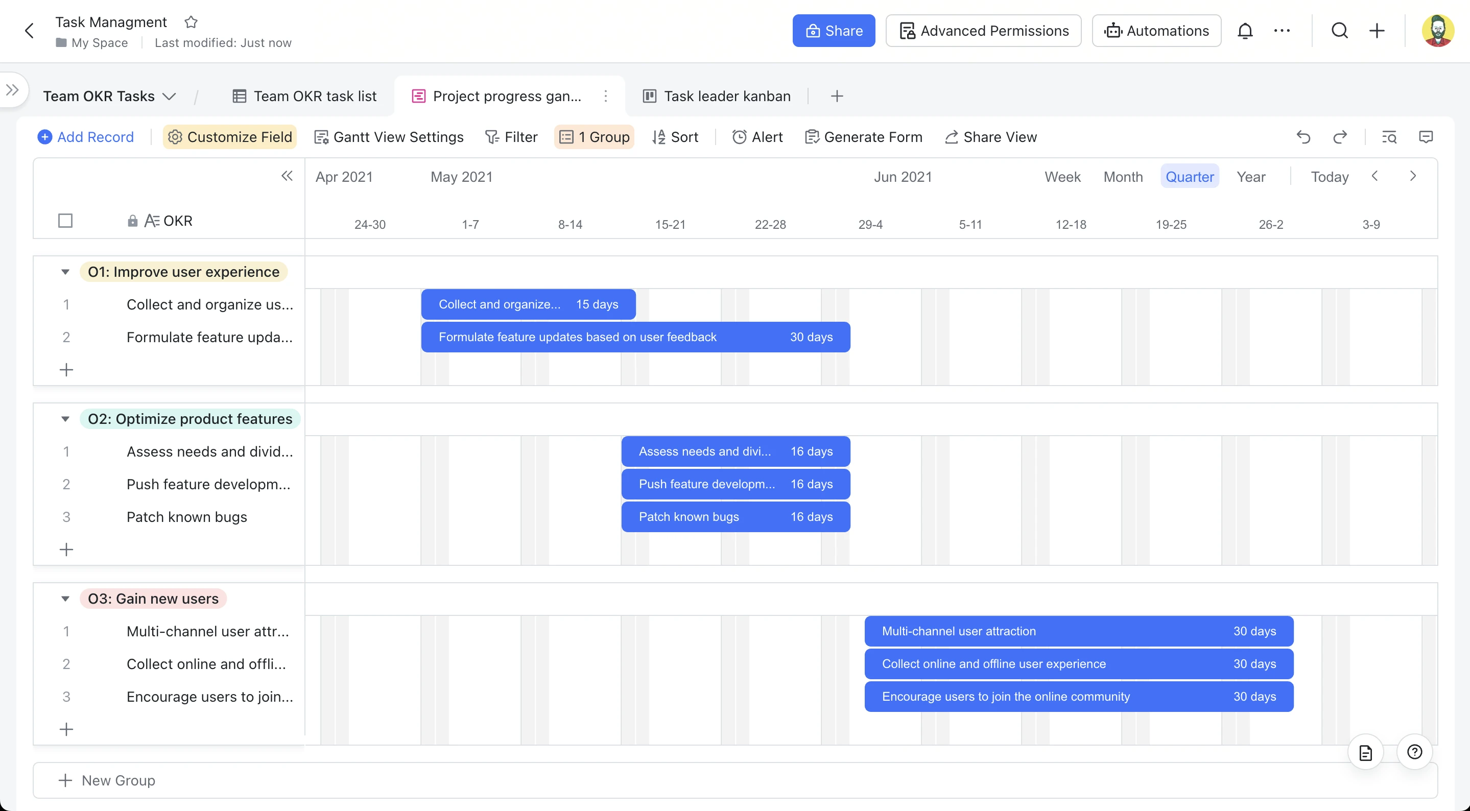 Lark Tasks to  manage multiple projects