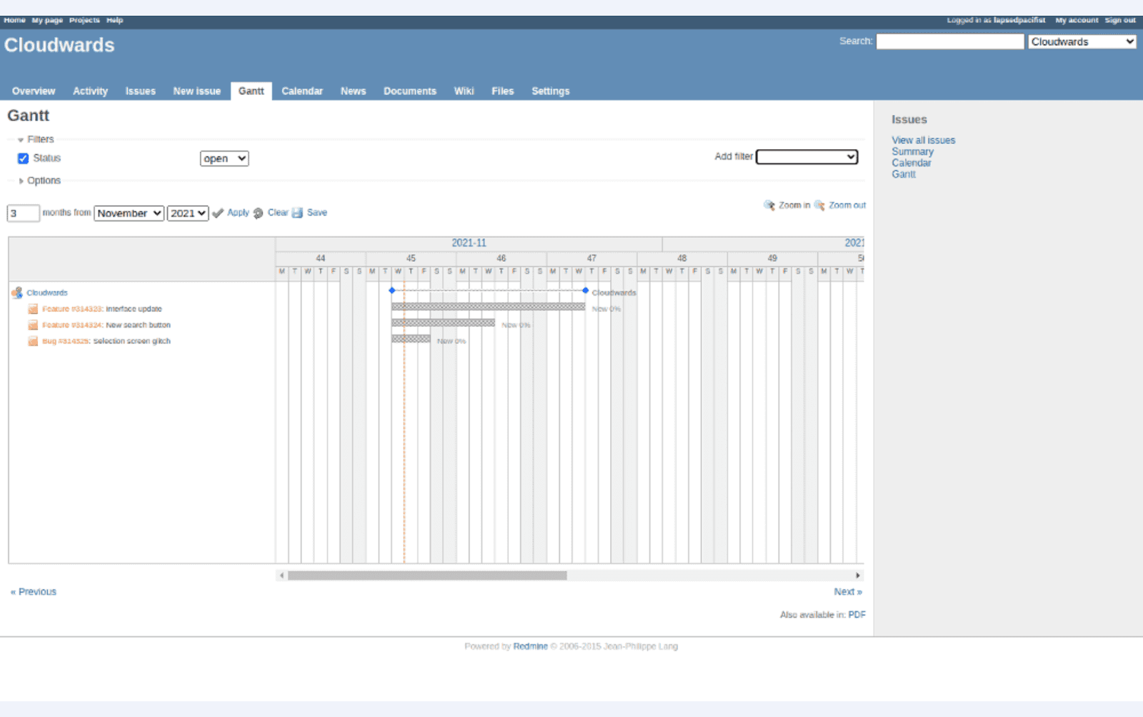  cloudwards in Redmine