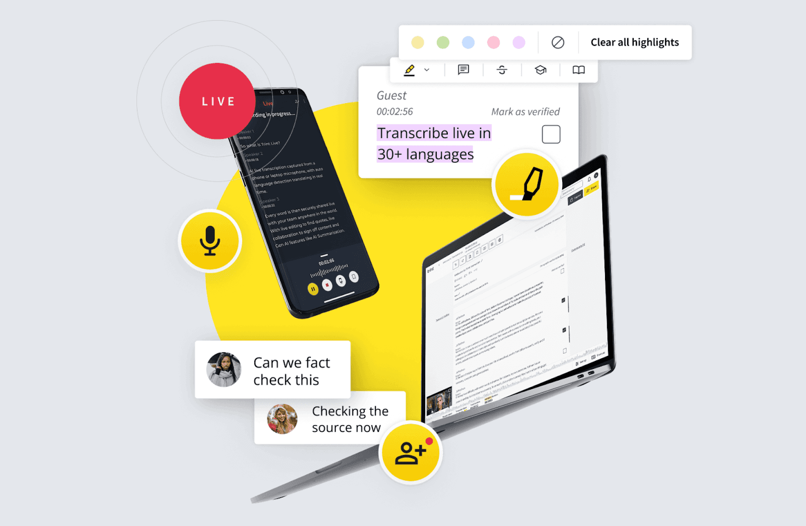 Interface of Trint meeting minutes transcription