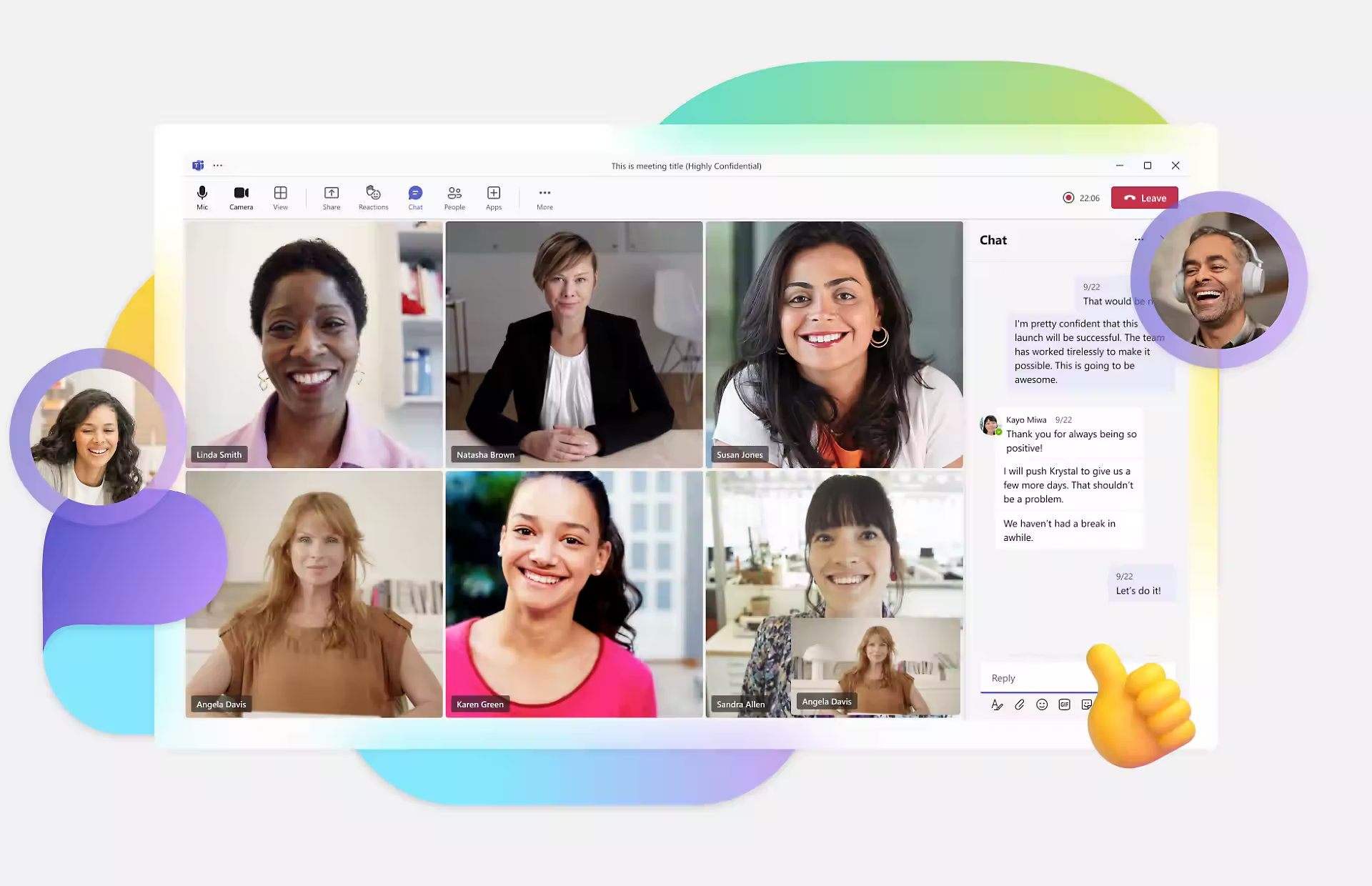Microsoft Teams meeting showing shared screen, participants, and chat panel